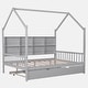 preview thumbnail 47 of 54, Wooden Twin Size House Bed with Trundle,Kids Bed with Shelf