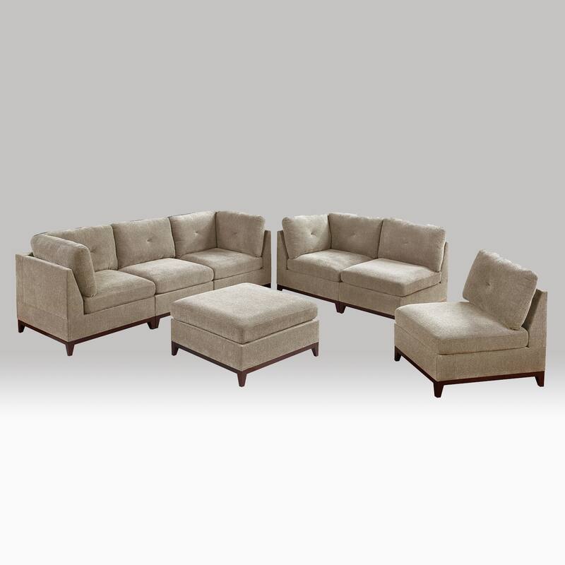 7 Piece Chenille Fabric Modular Sofa Set