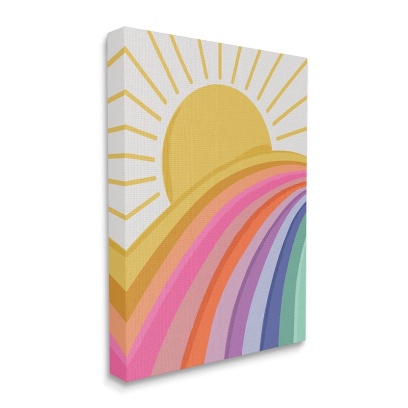 Stupell Rainbow Stripes Pattern Yellow Sunshine Rays Illustration ...
