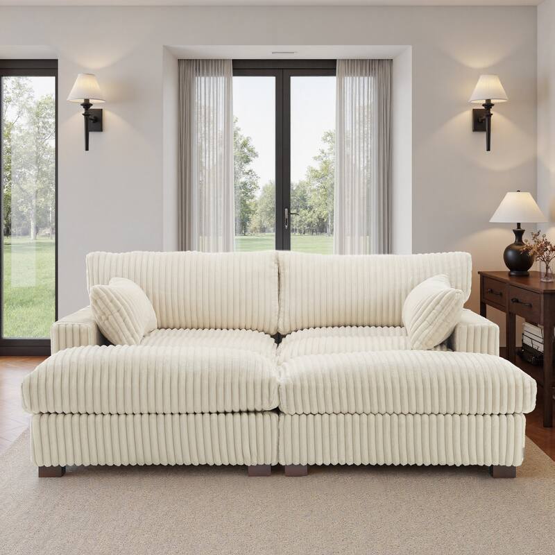 80"W Plush Modular Sectional Sofa with Pillows for Living Room