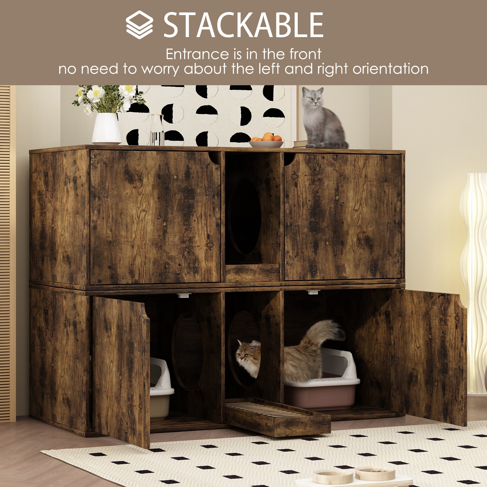 Multi cat litter box enclosure hot sale