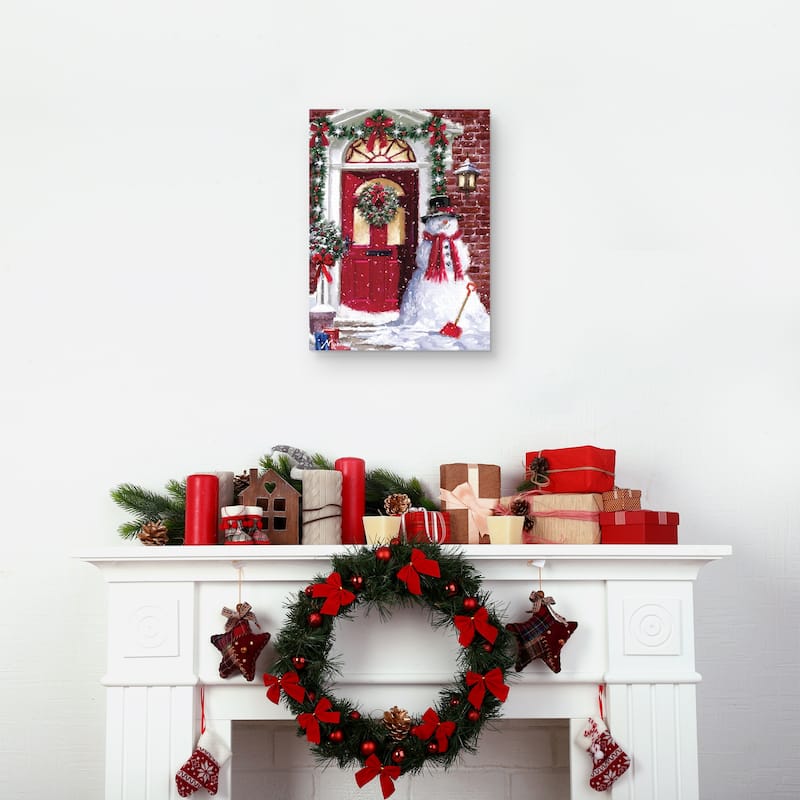Red Door Snowman 4 by The Macneil Studio Canvas Art Print