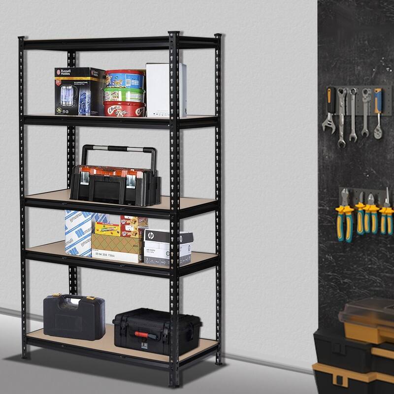 5-tier Metal Shelving Unit Adjustable Garage Storage Utility Rack - 43.31 x 17.72 x 70.87 Black