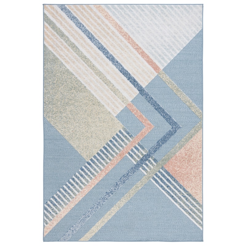 SAFAVIEH Sarasota Rista Indoor/ Outdoor Waterproof Patio Backyard Rug - 4'5" x 6'5" - Blue/Light Green