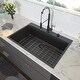 preview thumbnail 2 of 5, 30x22 inch Kitchen Sink Drop In Gunmetal Matte Black 16 Gauge Stainless Steel Single Bowl Topmount Kitchen Sink Basin
