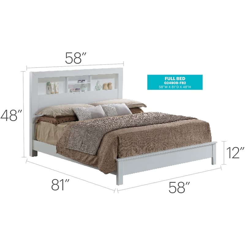 White Full Bed with Transitional Style, Bright Finish and Spacious Frame for Comfortable Bedrooms with Modern Appeal