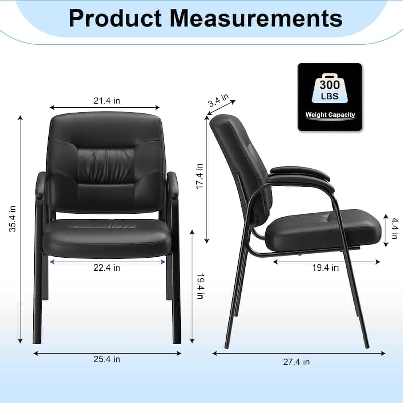 Ergonomic Visitor Chair PU Leather Armrest Steel Frame with Sponge Cushion