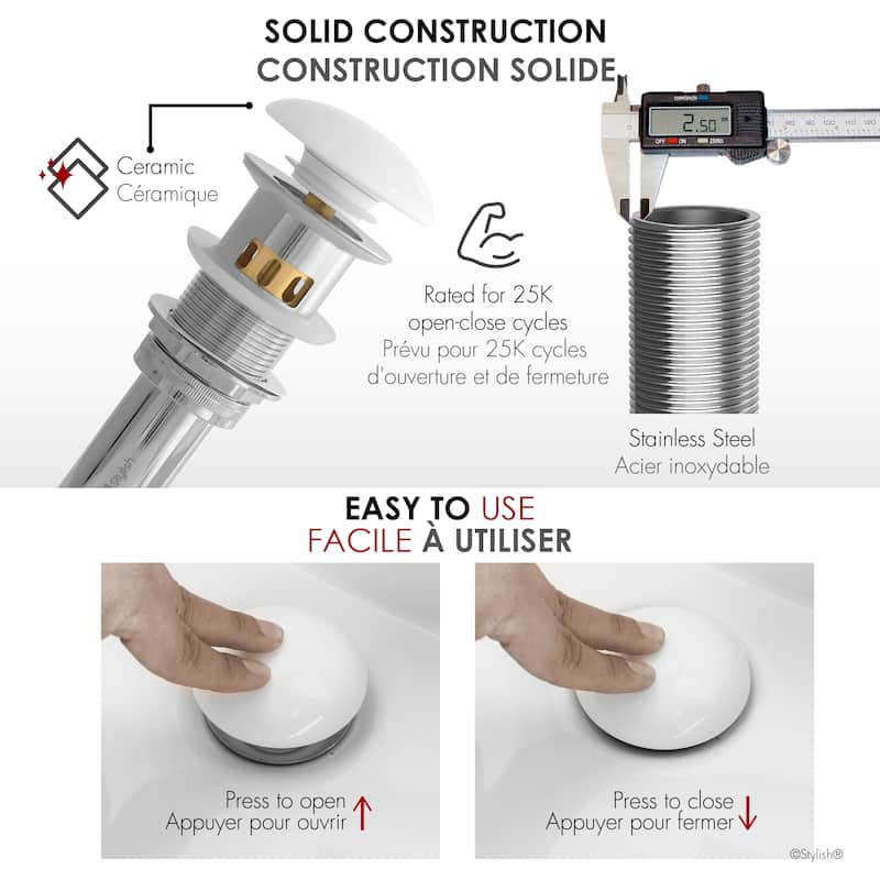 STYLISH Pop-Up Bathroom Sink Drain with Overflow D-701