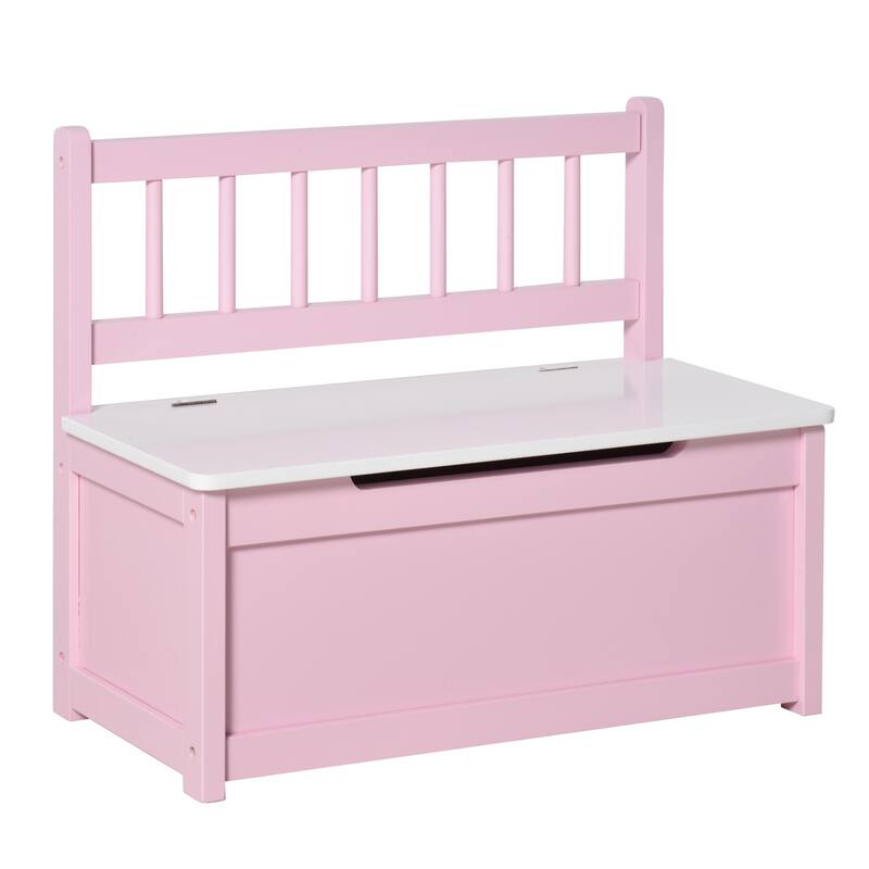 Anmytek Toddler Kids Storage Bench Toy Box with Large 27L Interior Toy Organizer for Playroom Bedroom Furniture - Pink