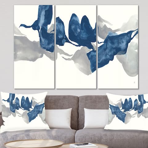 Designart 'Gouache Sapphire on Gray' Modern Canvas Art
