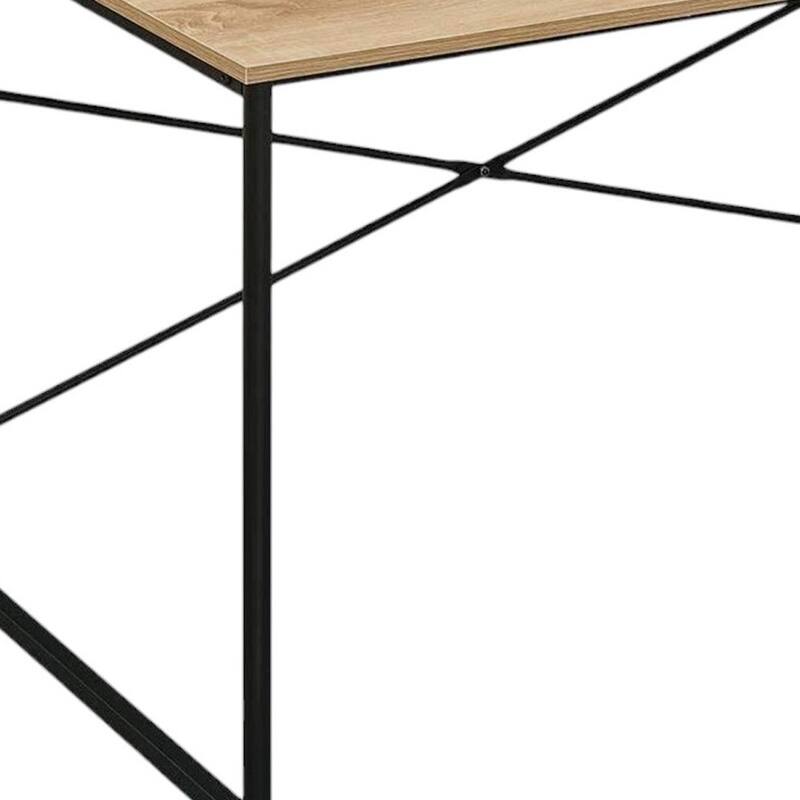 HomeRoots 47" Natural and Black Wood and Metal Computer Desk