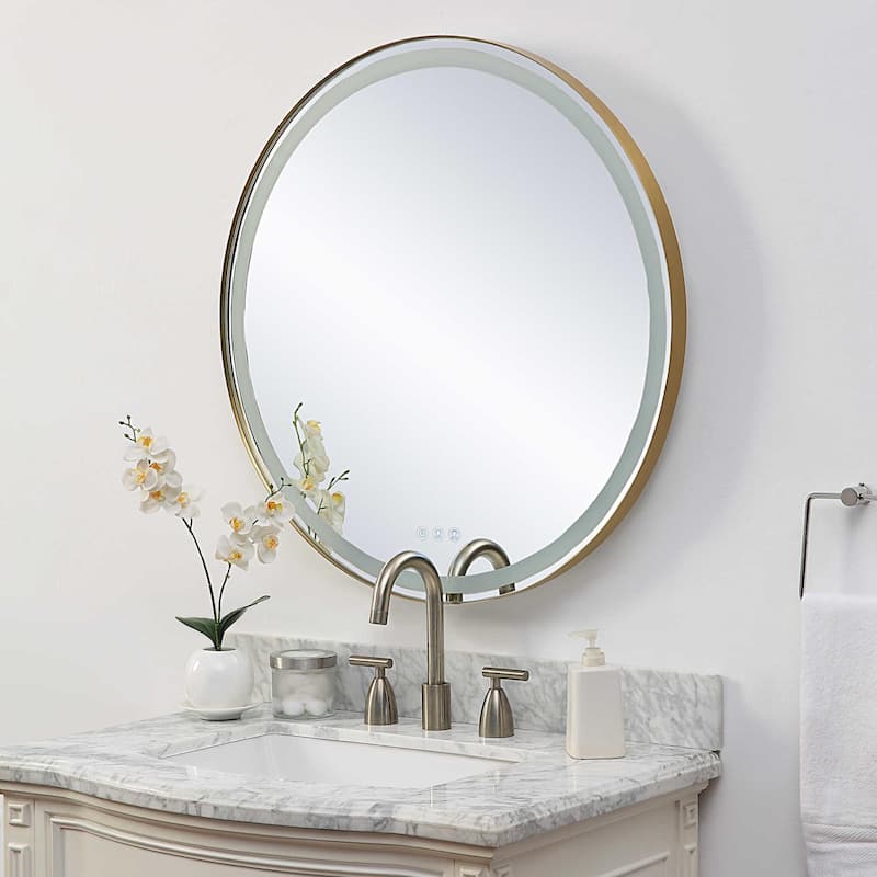 LED Lighted Round Vanity Wall Mirror - 32"