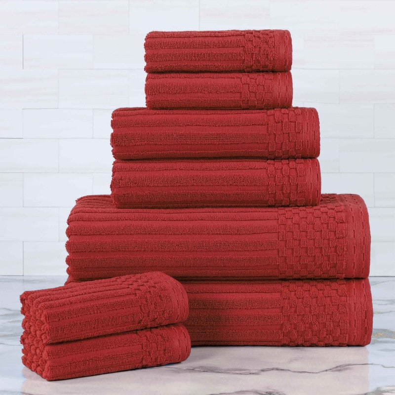 Superior Soho Ribbed Cotton 8-Piece Assorted Towel Set
