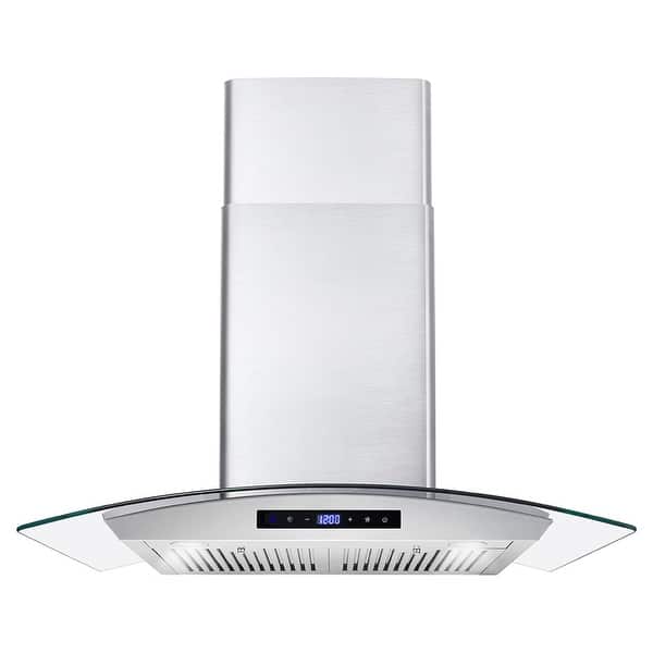 slide 2 of 12, Cosmo 30 in. Ducted Wall Mount Range Hood in Stainless Steel with Touch Controls, LED Lighting and Permanent Filters