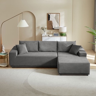 Gray Right Chaise Lounge Sofa Modern Modular Recliner Sofa Bed L-shape ...
