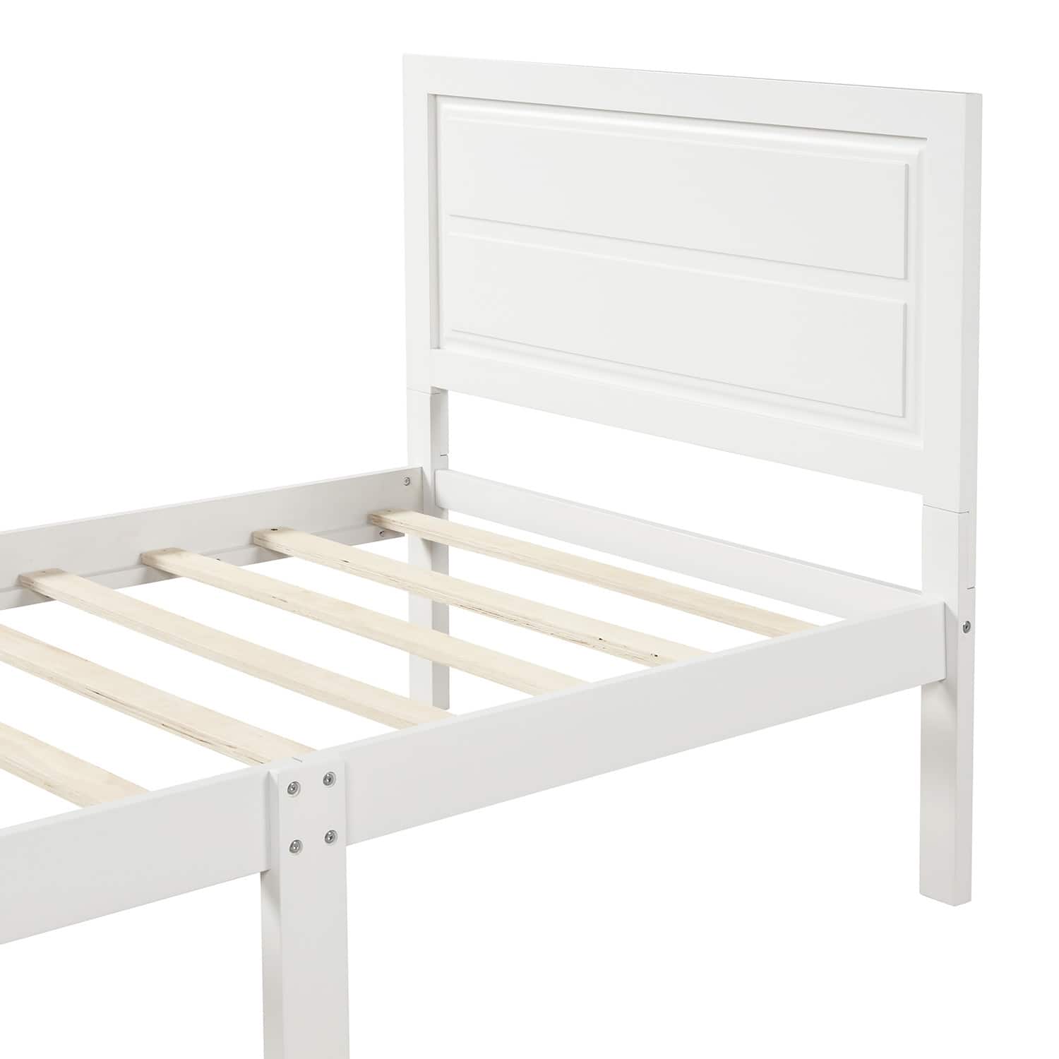 Wood Platform Bed Twin Bed Frame Mattress Foundation with Headboard and