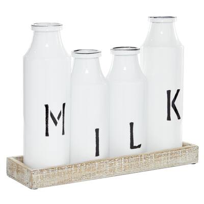 Metal Chef Decorative Milk Bottle Sculpture - White - Roche River Decor