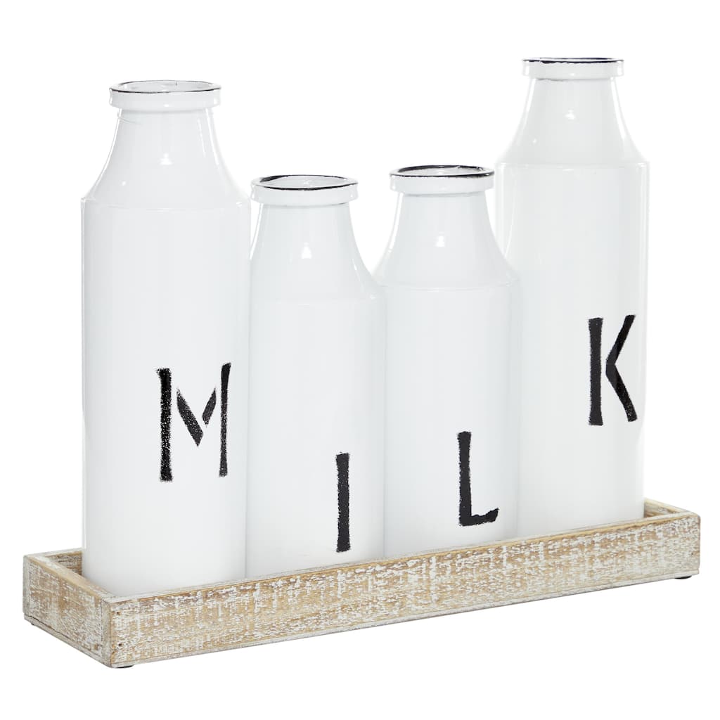 Metal Chef Decorative Milk Bottle Sculpture - White - Roche River Decor