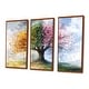preview thumbnail 13 of 16, Designart - Pink Tree With Four Seasons - Tree of Life Canvas Wall Art Set - Traditional Framed Wall Art 3 Pieces
