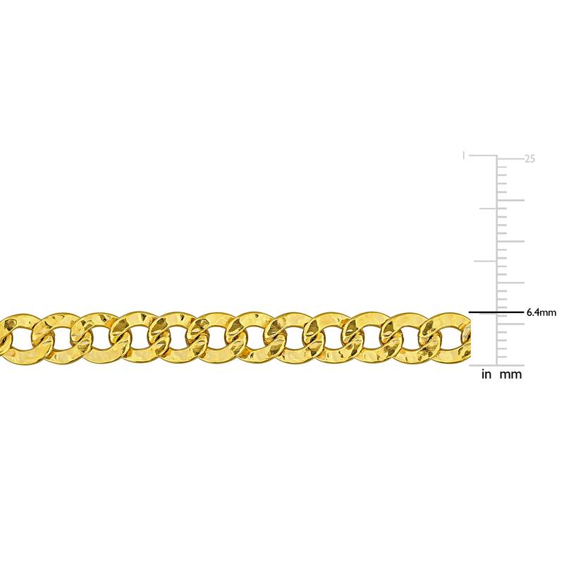 Miadora Double Row Curb Hammered Link Bracelet Yellow Silver-7.5 in+1 ext