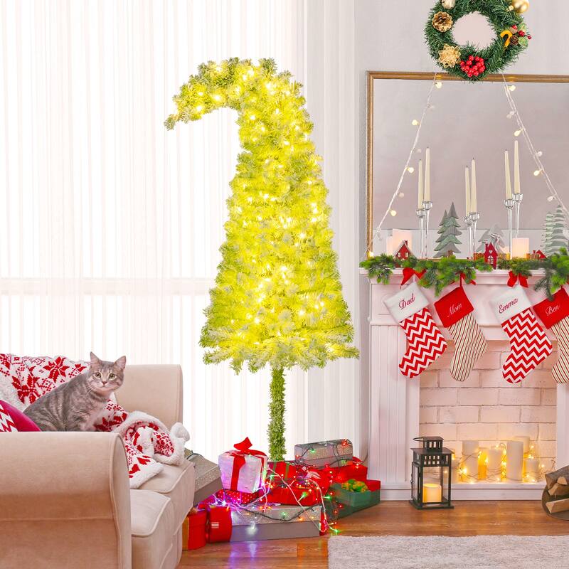Gymax Whimsical Christmas Tree Pre-Lit Artificial Holiday Tree w/