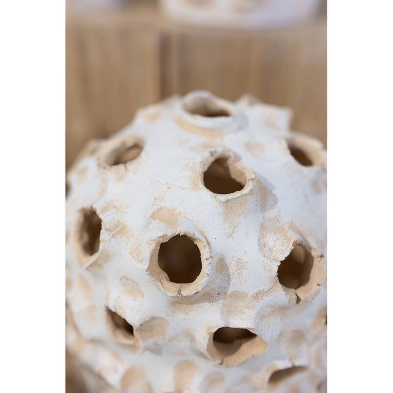 Large Round Clay Dome Tabletop Accent Decoration - 11.5" - Cream