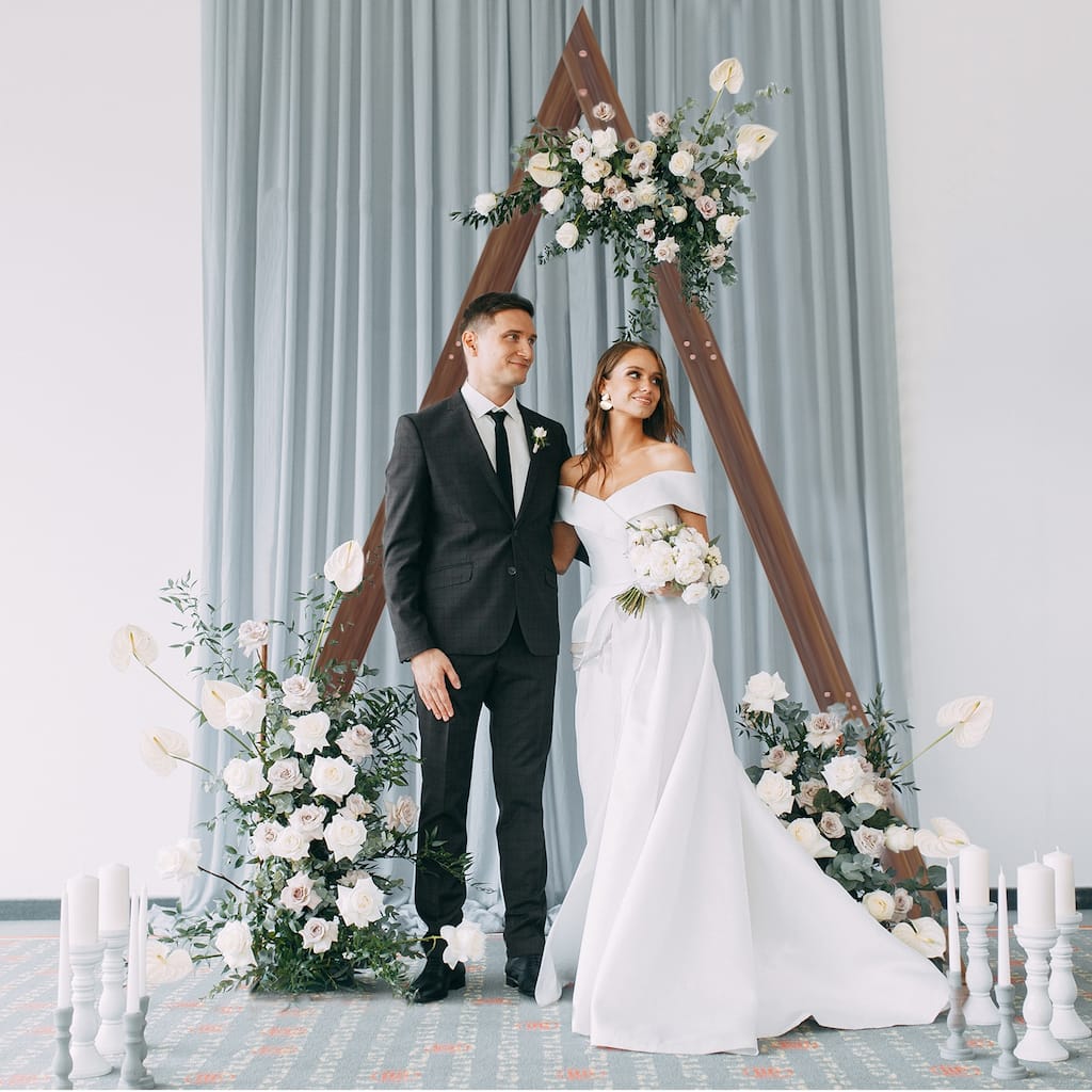 10.2FT Tall Wooden Triangle Wedding Arch Arbor Backdrop Stand Parties