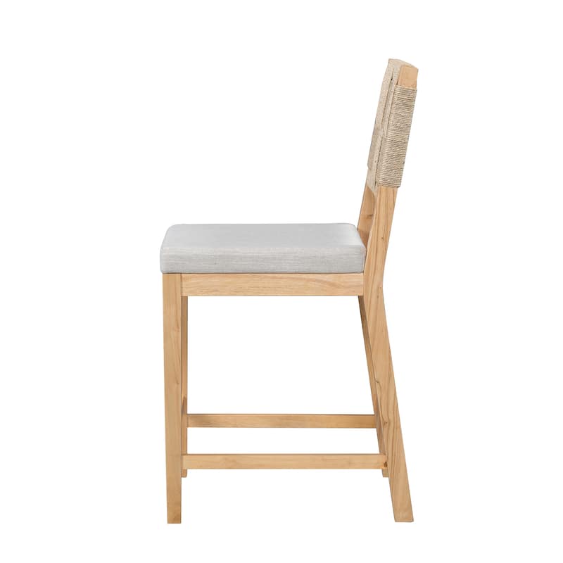 Christopher Knight Home - Amelia Woven Elegance Bar Stool with Rubberwood Frame (Set of 2)