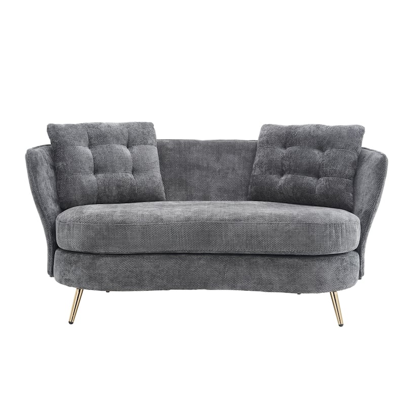 Modern Upholstered Loveseat Sofa with Golden Metal Legs