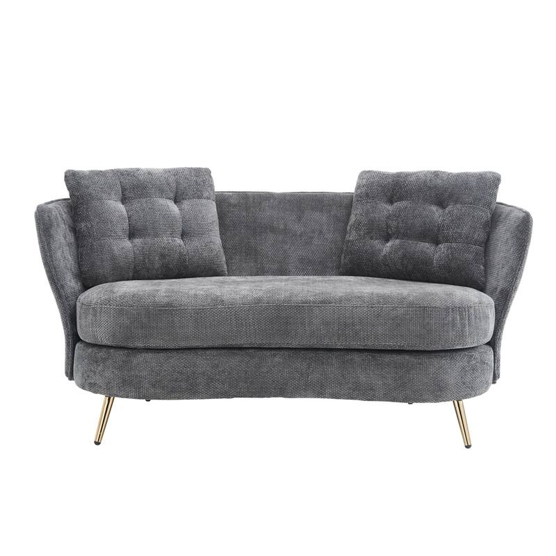 Upholstered Couch with Golden Metal Legs