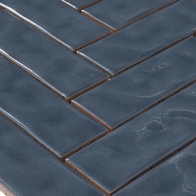 Forio 1.35" x 4.35" Herringbone Glossy Porcelain Mosaic Tile