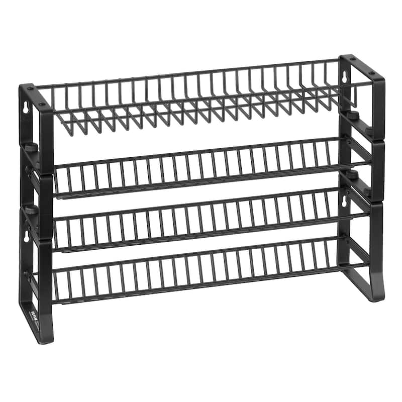 Black Steel 4-Tier Adjustable Spice Rack with Stackable Design and Wall Mount - 4 Tier-Only Spice Rack - 4 Tier-Only Spice Rack