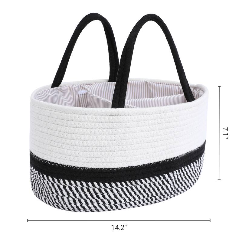 1Pcs Woven Storage Basket, Shelf Closet Storage Bin for Blankets - 14.2x9.1x7.1" - Black