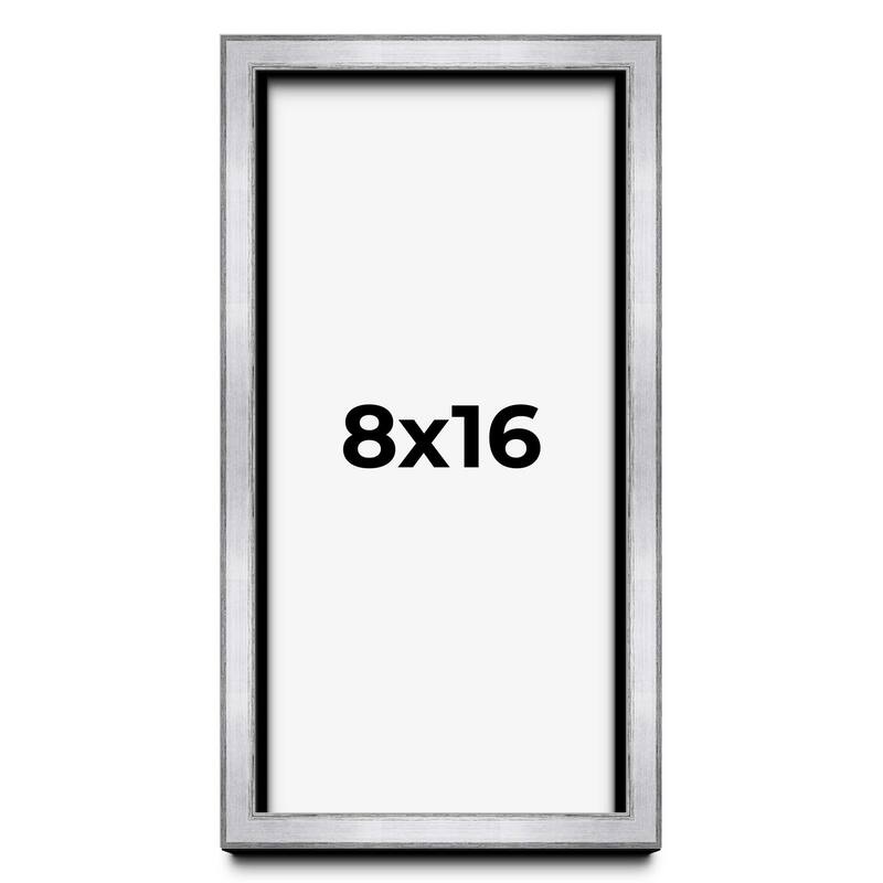 8x16 Shadow Box Frame Silver | 1.375 Inches Deep Real Wood
