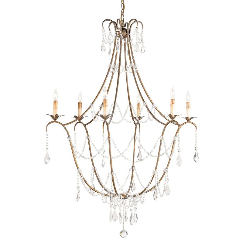 Currey & Company Elizabeth Gold Chandelier - 50"h x 35.5"dia - 50"h x 35.5"dia - Rhine Gold