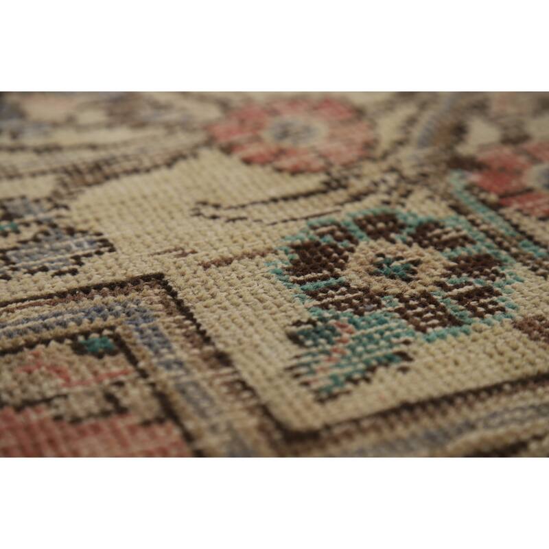 Pink Tabriz Persian Vintage Rug Hand-Knotted Wool Carpet - 7'8" x 10'8"