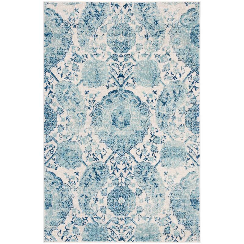 SAFAVIEH Madison Belle Boho Glam Paisley Pattern Area Rug - 3' x 5'/2' x 3' - Cream/Turquoise