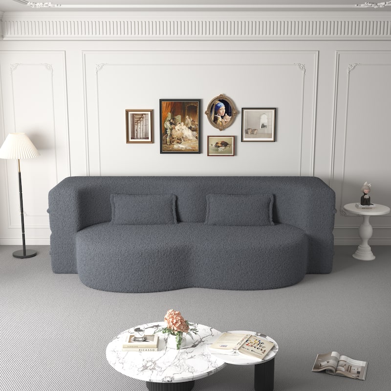 Modern Convertible Floor Folding Sleeper Sofa with 2 Pillows