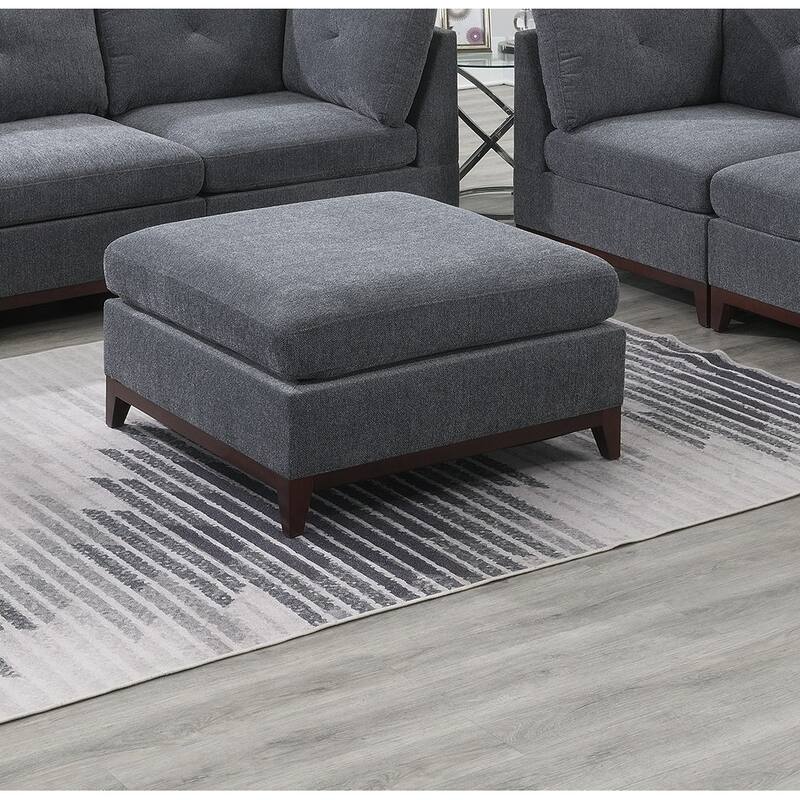 Modular Living Room Furniture Ottoman Ash Chenille Fabric 1pc Cushion Ottoman Couch