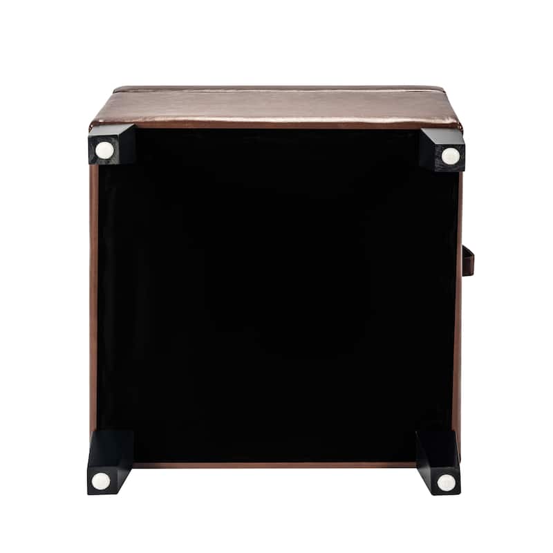 Adeco Faux Leather Tufted Flip Top Storage Ottoman