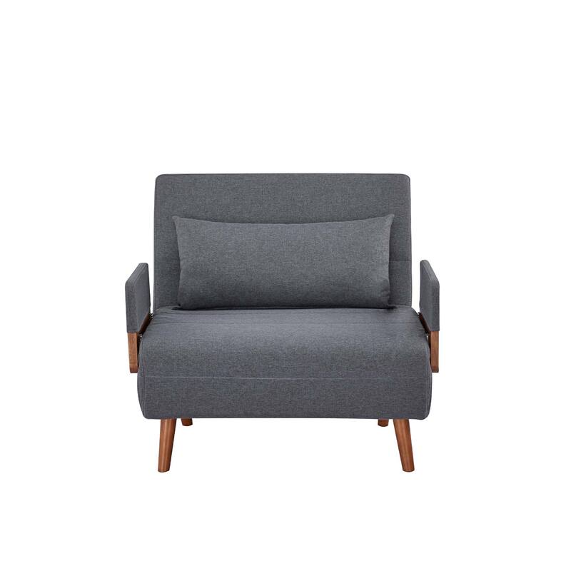 Modern Foldable Sofa Bed - Single Sleeper with Linen Fabric, 6-Level Adjustable Backrest, Converts in 10 Sec, Silent Hinges