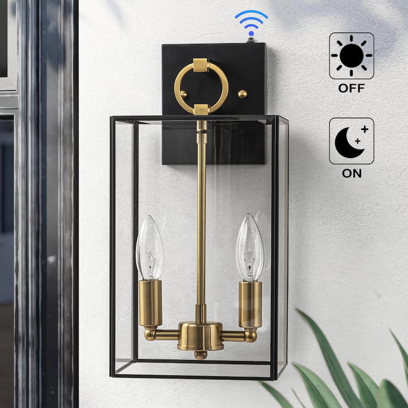 C Cattleya 14.5in Dusk to Dawn Dark Bronze Copper Outdoor Wall Lantern Sconce - Dark-Bronze - Dark-Bronze