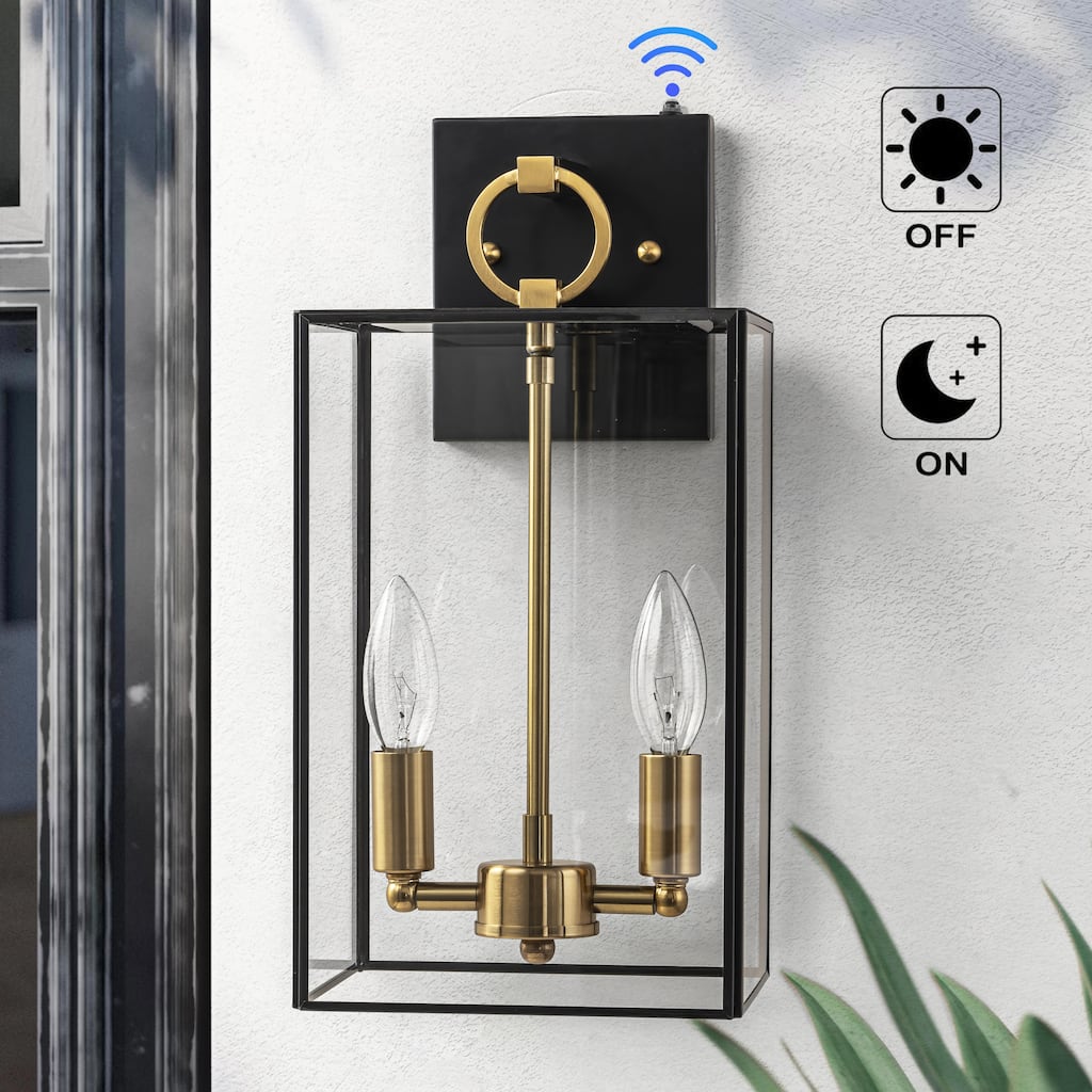 C Cattleya 14.5in Dusk to Dawn Dark Bronze Copper Outdoor Wall Lantern Sconce - Dark-Bronze