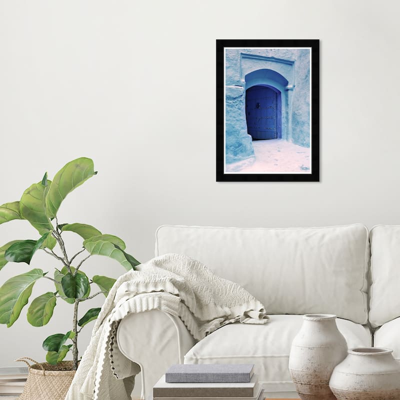 Wynwood Studio Prints Architecture and Buildings Blue Door Blue and Modern & Contemporary Wall Art Canvas Print - Black