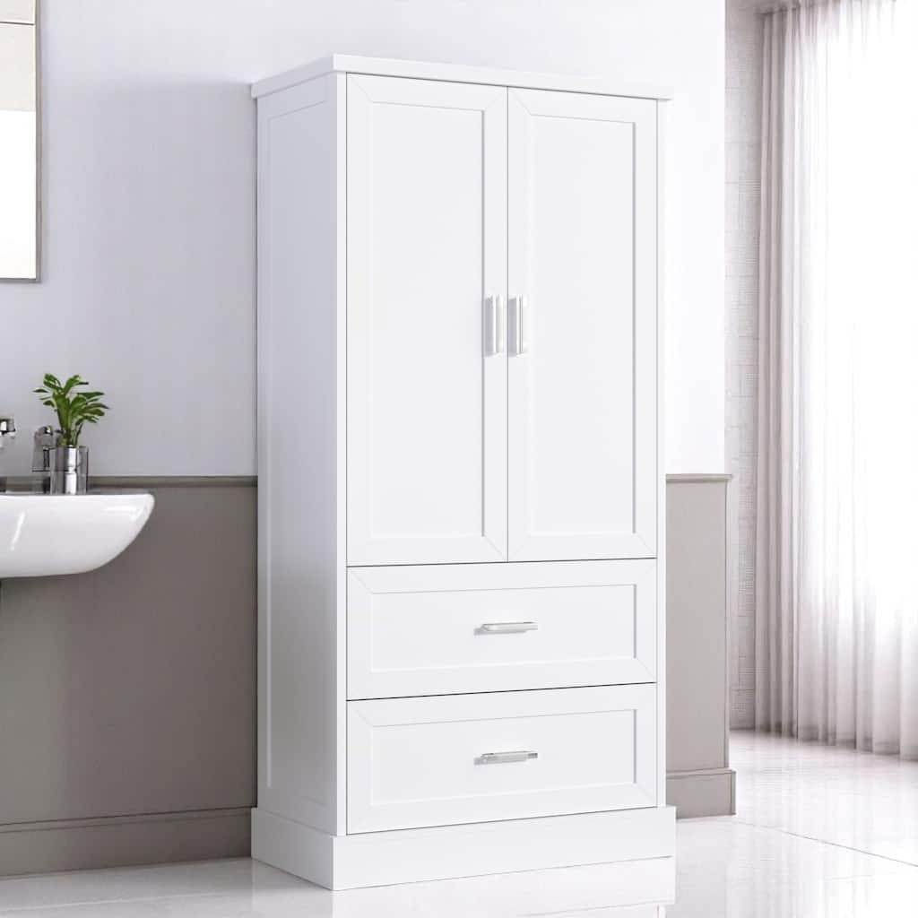 Freestanding Bathroom Cabinet with Drawers and Doors, Adjustable Shelf, Tall MDF Storage Unit
