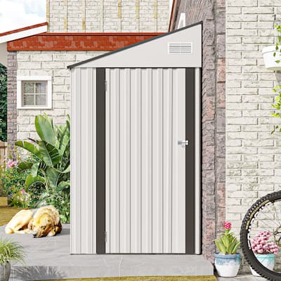 4*8FT Storage Shed, Single Hinge Door, Solid Structural Design, Good Ventilation, Surface With Protective Film