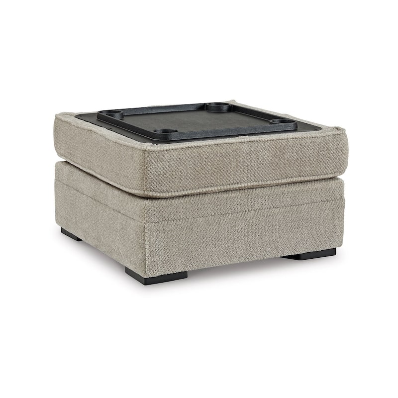 Alno Accent Ottoman, Square 38 Inch Beige Polyester, Hidden Storage
