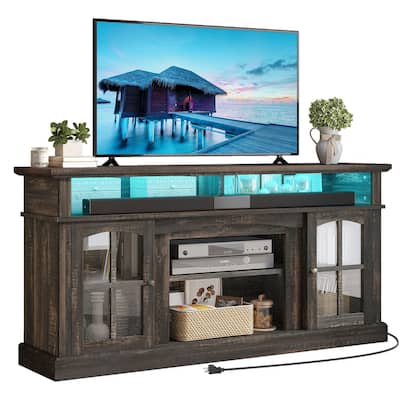 Moasis Farmhouse 65" Highboy LED TV Stand, Entertainment Center Media Console for TV up to 65"