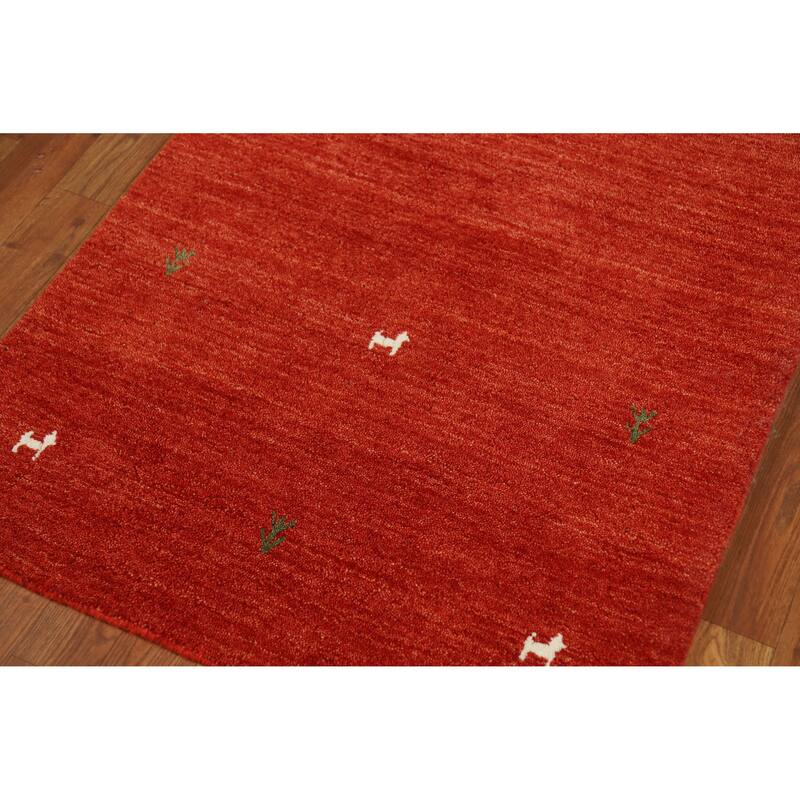 Tribal Gabbeh Indian Runner Rug Hand-Knotted Modern Wool Carpet - 2'8" x 9'10"