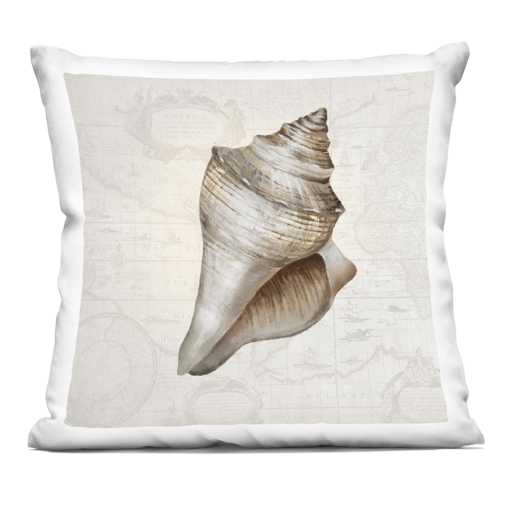 Stupell Conch Shell over Vintage Map Decorative Printed Throw Pillow Design by Conrad Knutsen